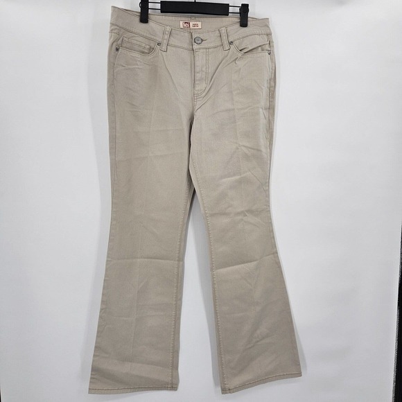 LEI Jeans Juniors 15 Regular Sophia Hipster Flare Ivory Stretch Logo Embroidered - Picture 2 of 12